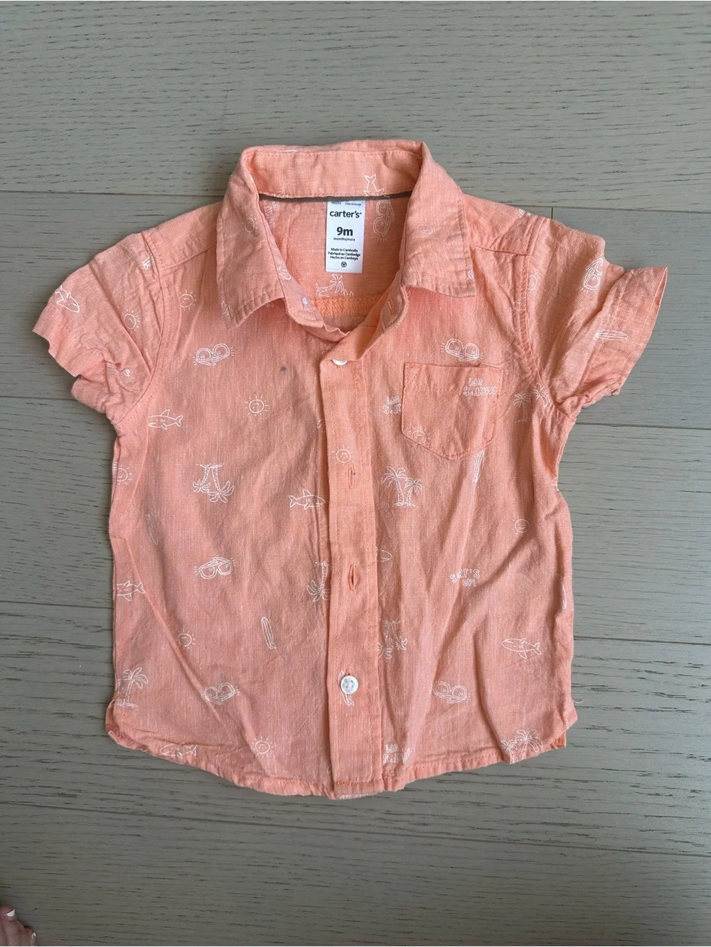 Carter's Peach Short-Sleeve Button-Down Shirt for Kids